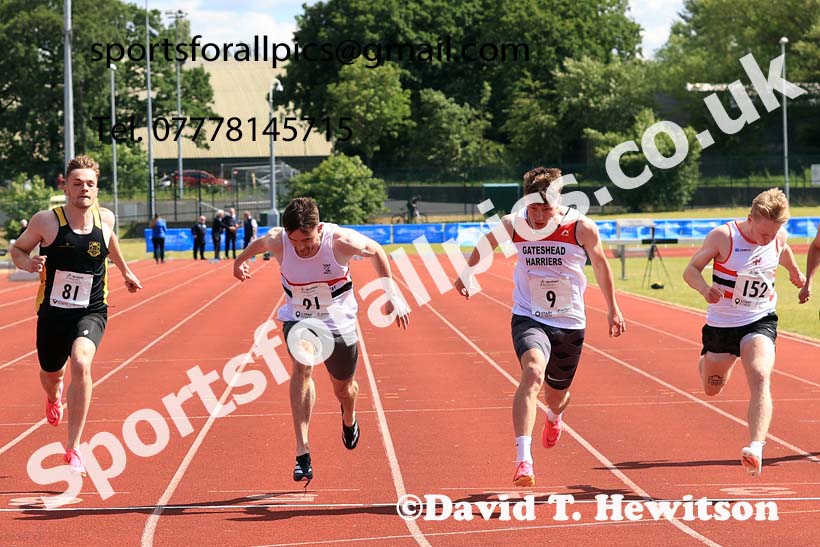 Senior Mens 100 metres, 2024 Northern Senior and Under-20s Track and Field Champs, Middlesbrough.  Photo: David T. Hewitson/Sports for All Pics